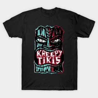 Kreepy Tikis Logo Red and Turquoise T-Shirt